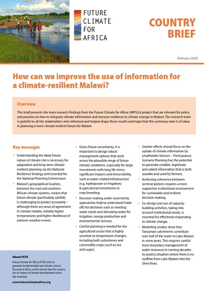 UMFULA project produces country brief “How can we improve the use of information for a climate-resilient Malawi?” with inputs from Kulima