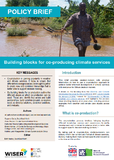 WISER and Future Climate For Africa issue new policy brief on co-production with inputs from Kulima