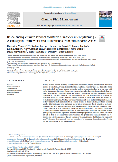 “Re-balancing climate services for climate-resilient planning” New paper from the UMFULA project, led by Kulima