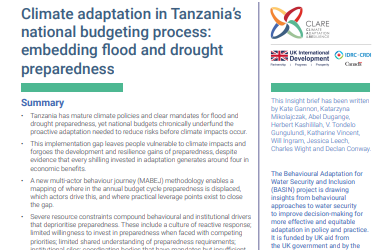 “Climate adaptation in Tanzania’s national budgeting process: embedding flood and drought preparedness” New policy brief with inputs from Kulima